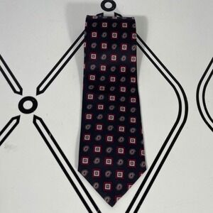 Barrington Silk Paisley Square Necktie‎ Navy Red Mens Formal Business